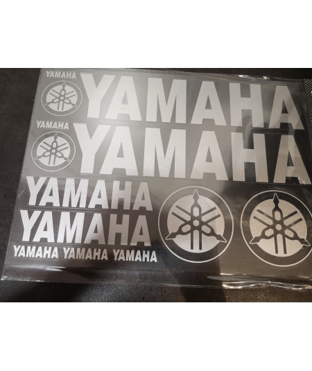Kit Yamaha 13 adhesivos plata 35x25mm
