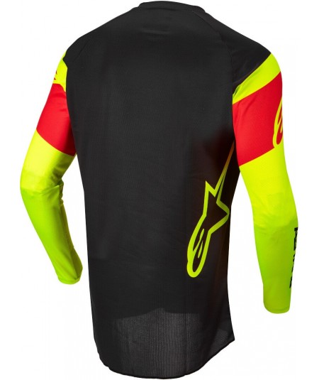 Camiseta Alpinestars Fluid Tripple Negro / Amarillo Fluor / Rojo Fluor